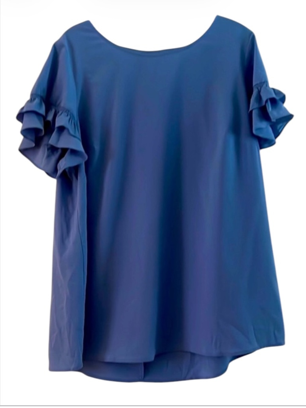 Lane Bryant Cobalt Blue Tiered Ruffle Flutter Sleeve Blouse Size 14